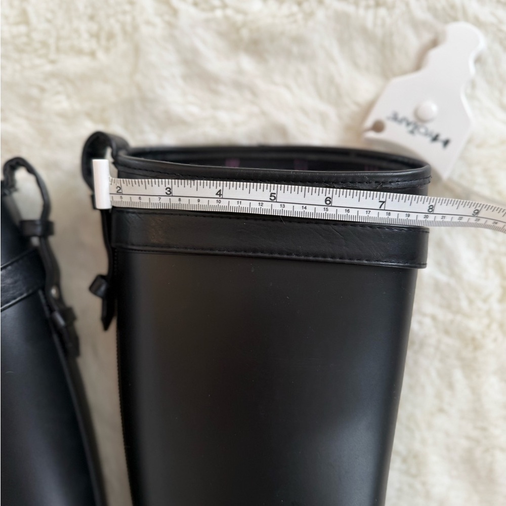 DIRTY LAUNDRY Black Buckle Rain Boots Size 8 Knee High Waterproof Equestrian - Picture 4 of 11